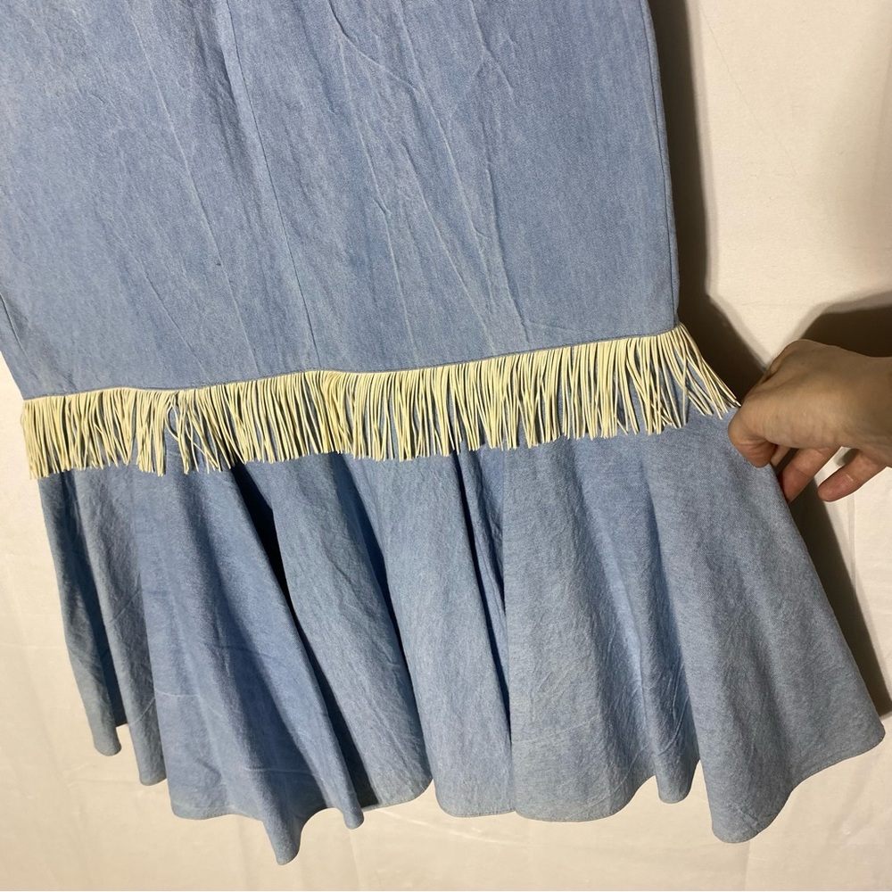 Vintage Lilia Smitty Blue Western Jacket and Skirt Set With Fringe M Festival - Picture 12 of 16